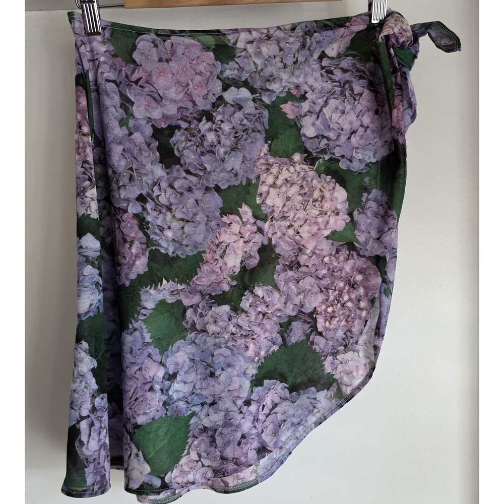 Anne Klein Pareo One Size Purple Green Floral Cover Up Wrap Resort Vintage